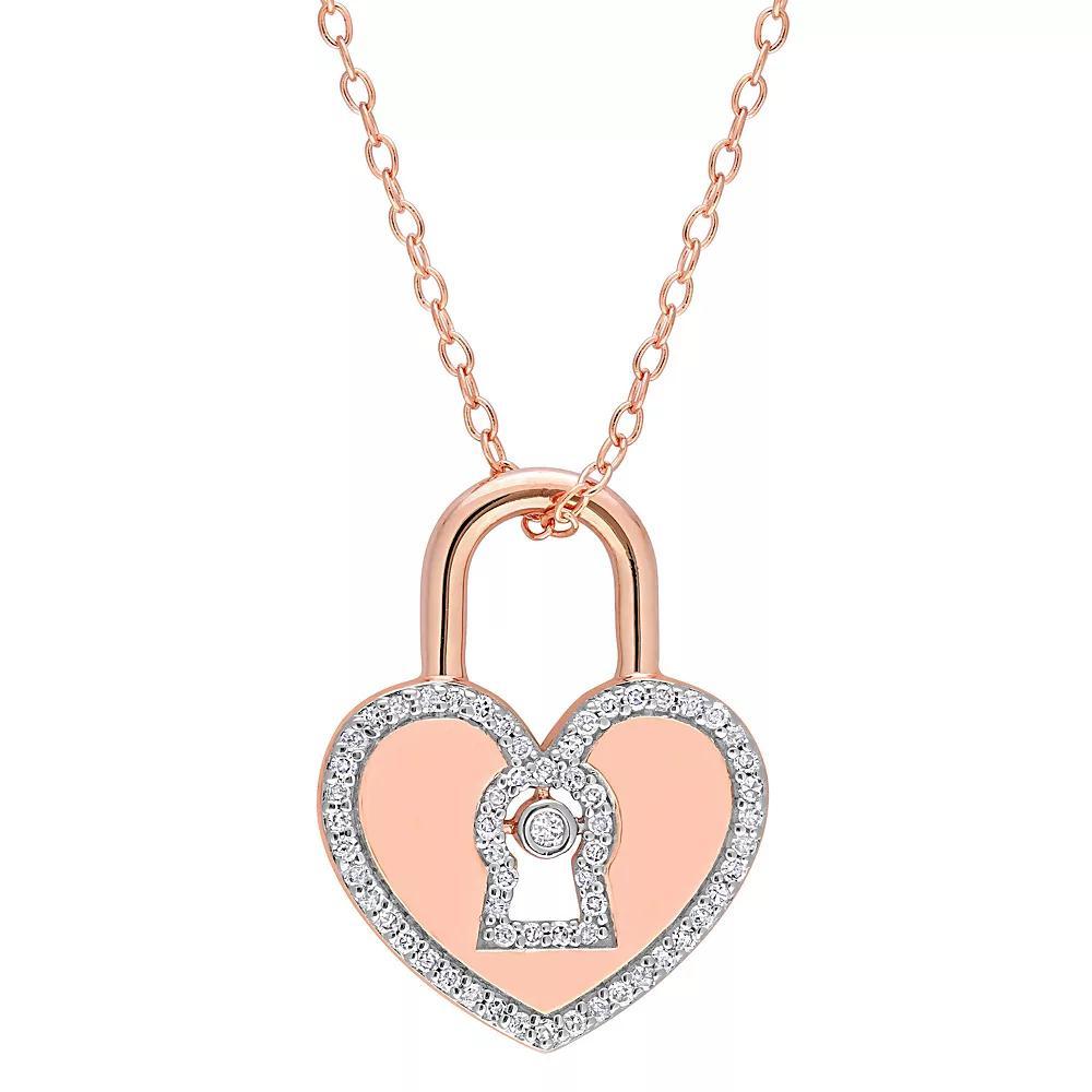 Stella Grace 18k Gold Over Sterling Silver 1/5 Carat T.W. Diamond Heart Locked Pendant Necklace, Women's, Size: 18", 18k Gold Plated Product Image