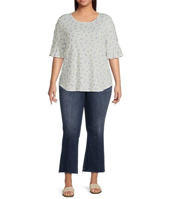 Moa Moa Plus Size Printed Ruffle Sleeve Top Product Image