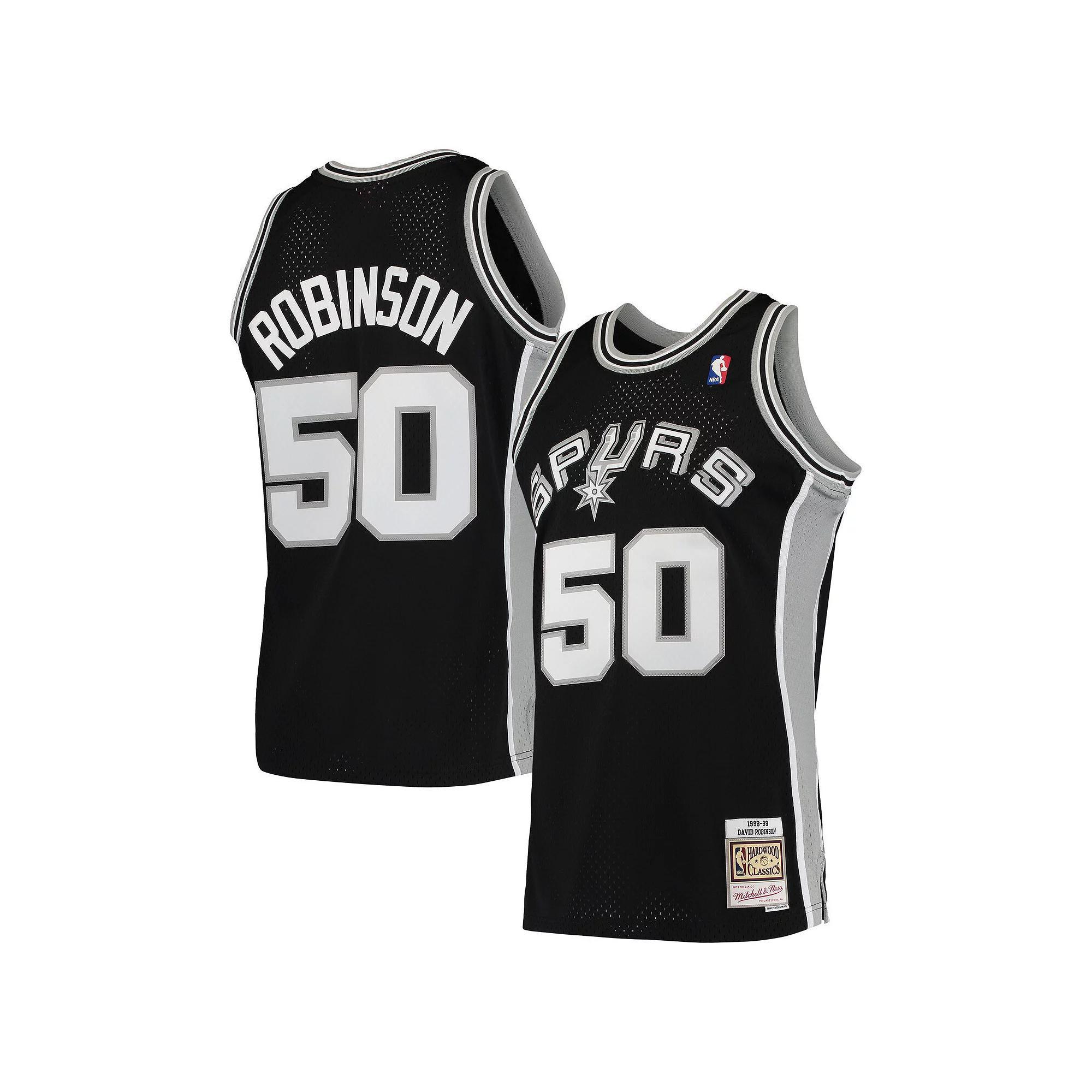 Men's Mitchell & Ness David Robinson Black San Antonio Spurs Hardwood Classics Swingman Jersey, Size: Small Product Image