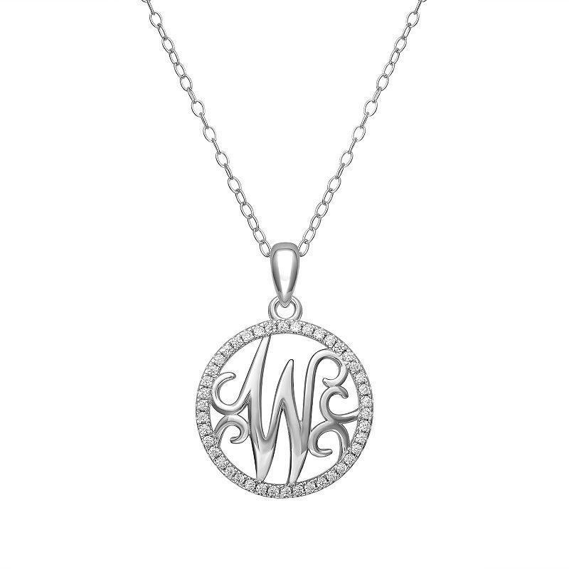 PRIMROSE Sterling Silver Cubic Zirconia Initial Pendant Necklace, Women's, Size: 18" Product Image