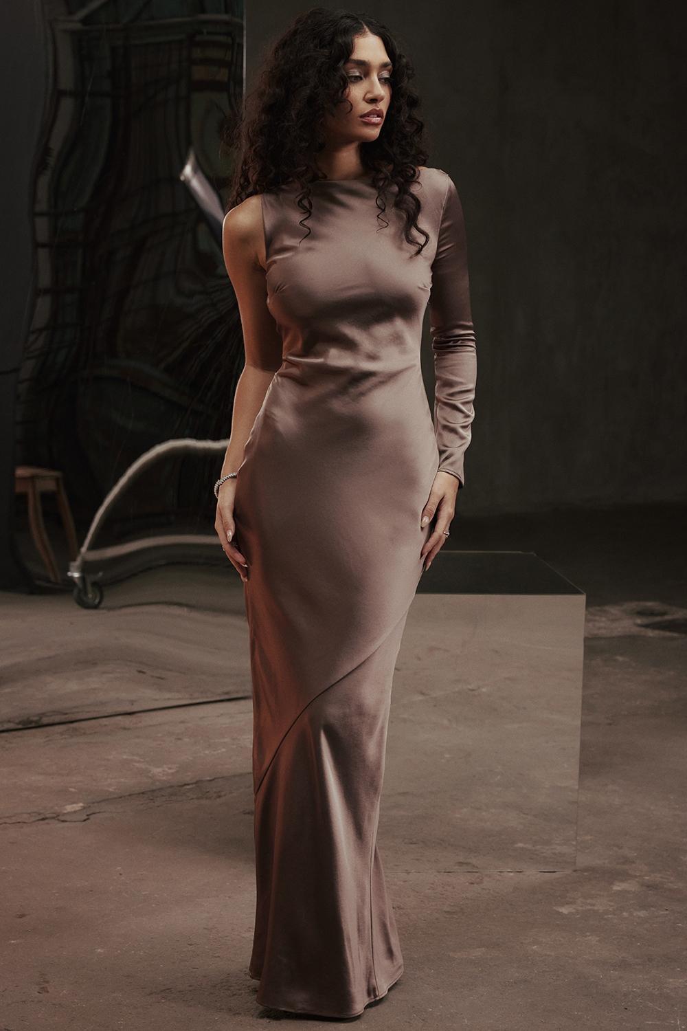 Catiana Smoke One Sleeve Maxi Dress Product Image