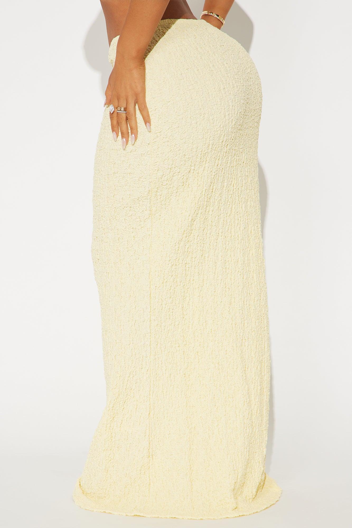 Somewhere Far Away Textured Maxi Skirt - Butter Yellow Product Image
