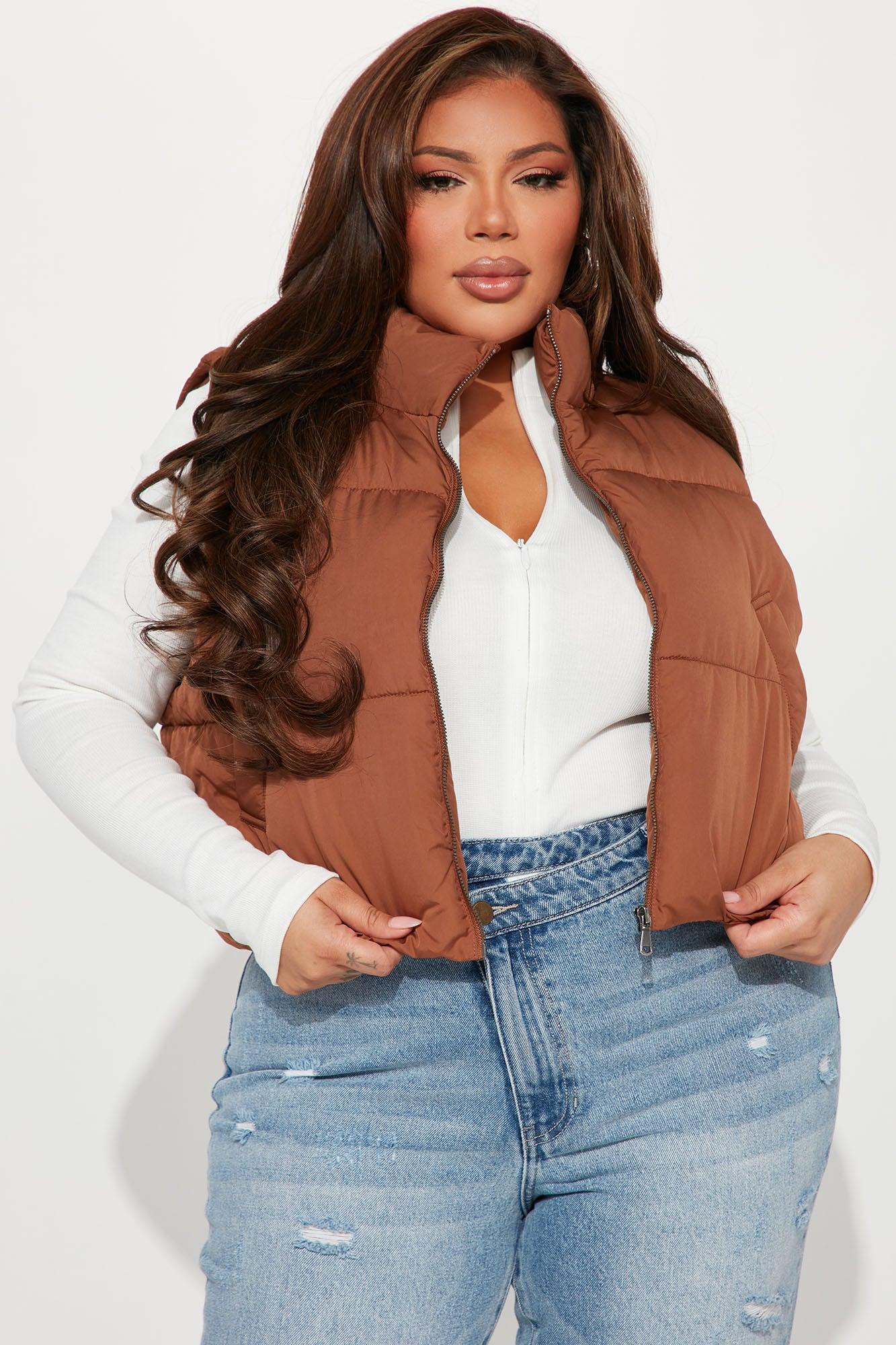 Live More Puffer Vest - Brown Product Image