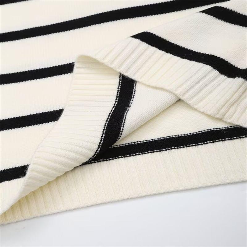 Half-Zip Striped Sweater Product Image