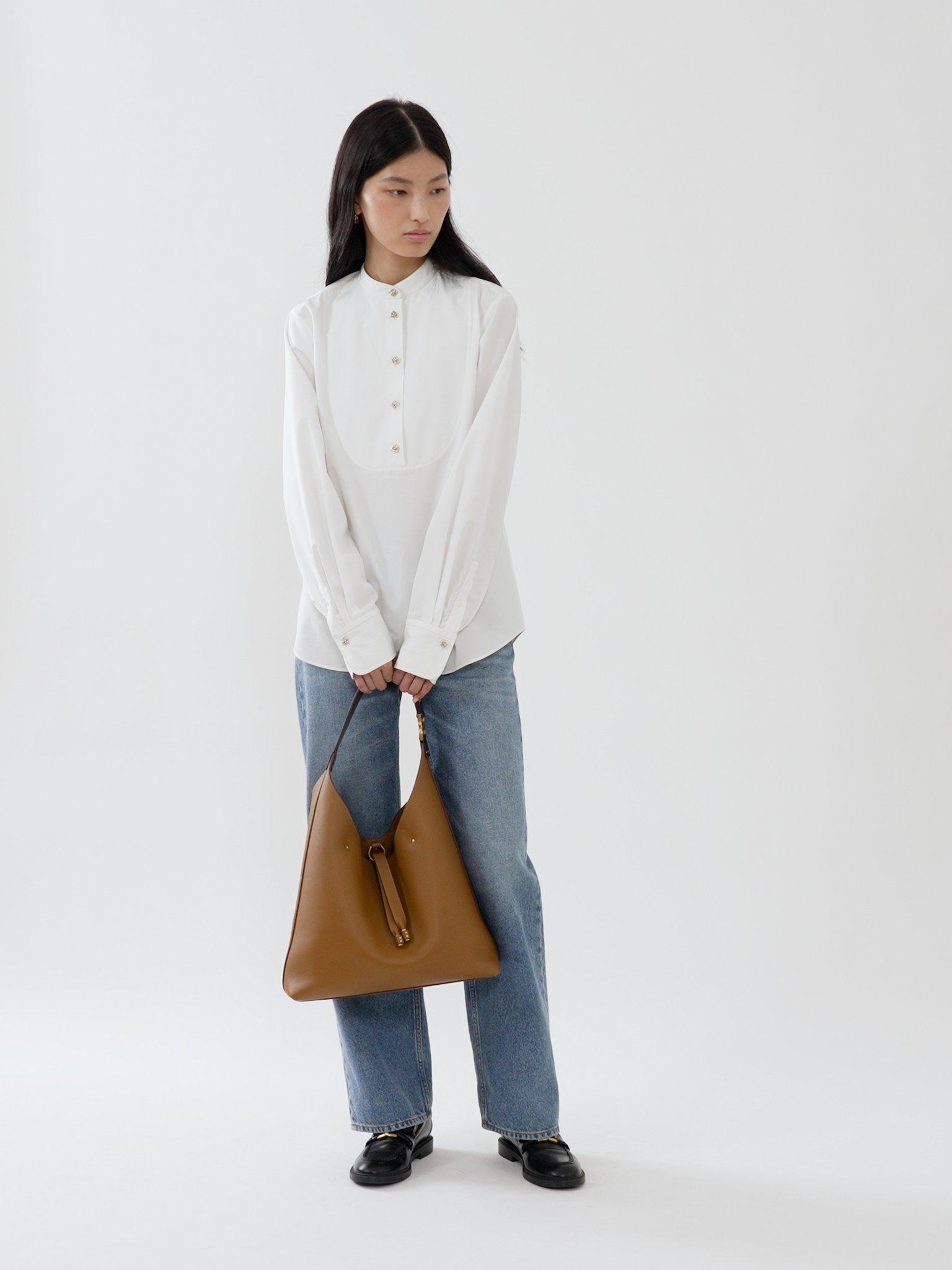 Marcie hobo bag in grained leather Product Image