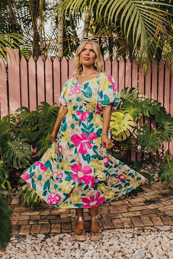 Porch Swing At Sunset Floral Midi in Limpet Shell Curves Product Image