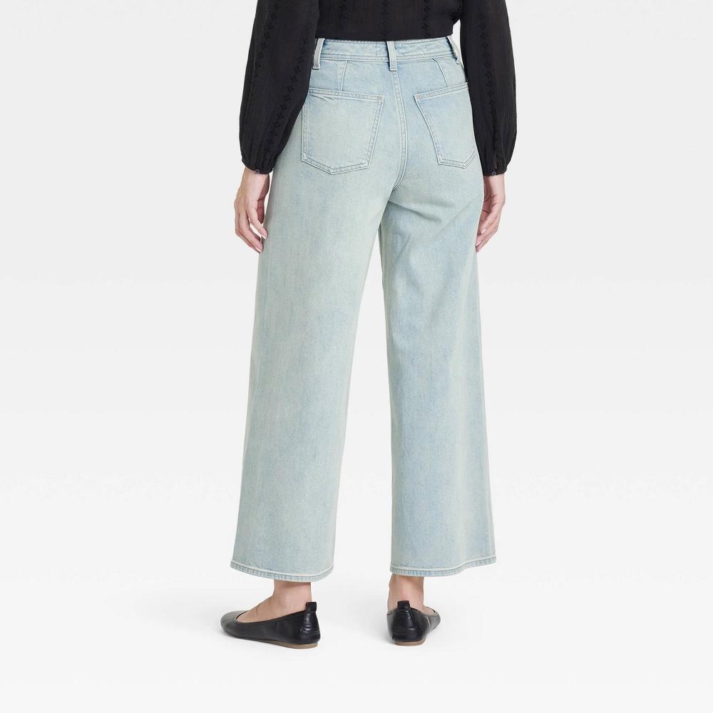 Women's High-Rise Sailor Wide Leg Ankle Jeans - Universal Thread™ Light Wash 14: Cotton , Relaxed Fit Product Image