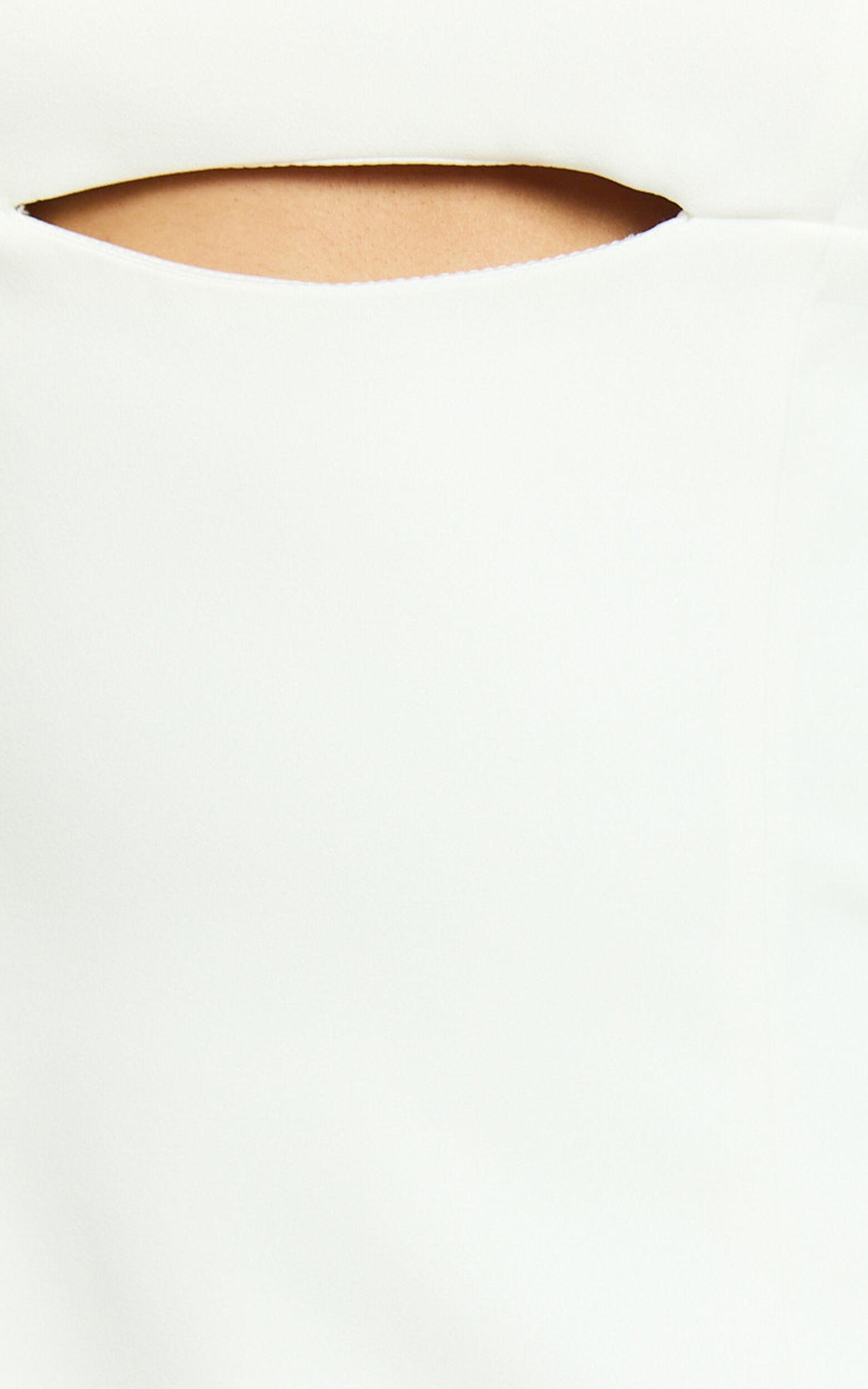 Tasha Midi Dress - Strappy Back Straight Neck Fitted Dress in White Product Image