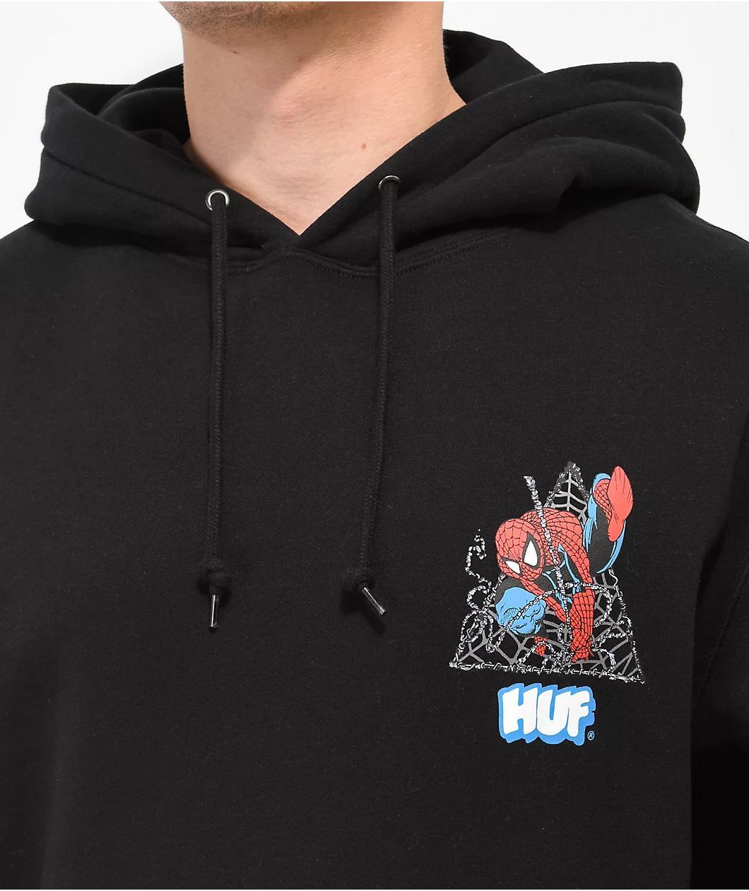 HUF x Spider-Man Thwip Triangle Black Hoodie Product Image