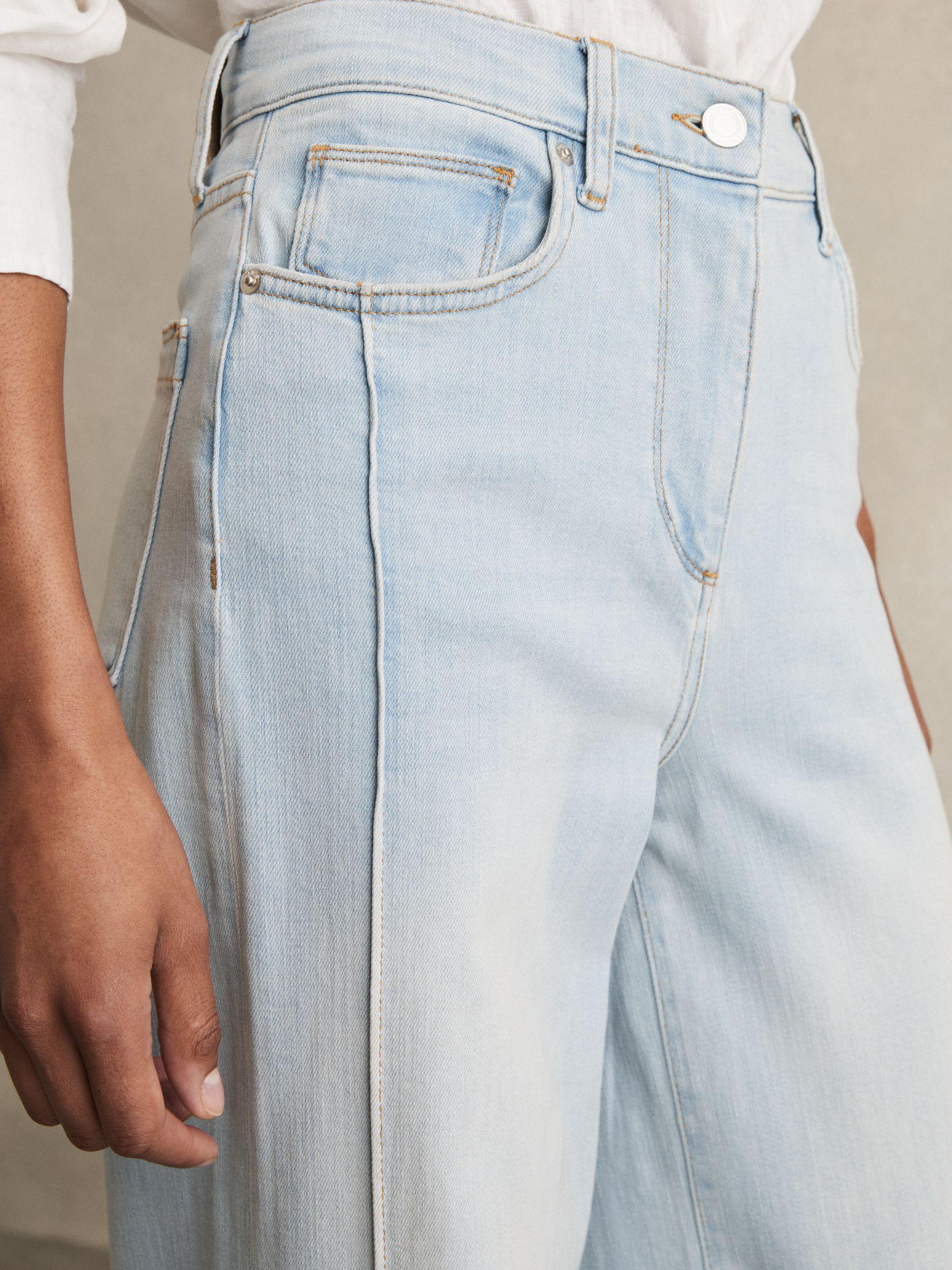 Petite Stretch-Cotton Wide-Leg Jeans in Light Blue Product Image