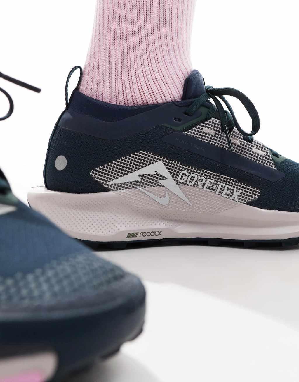 Nike Running Pegasus Trail 5 Gore-Tex sneakers in navy and silver Product Image