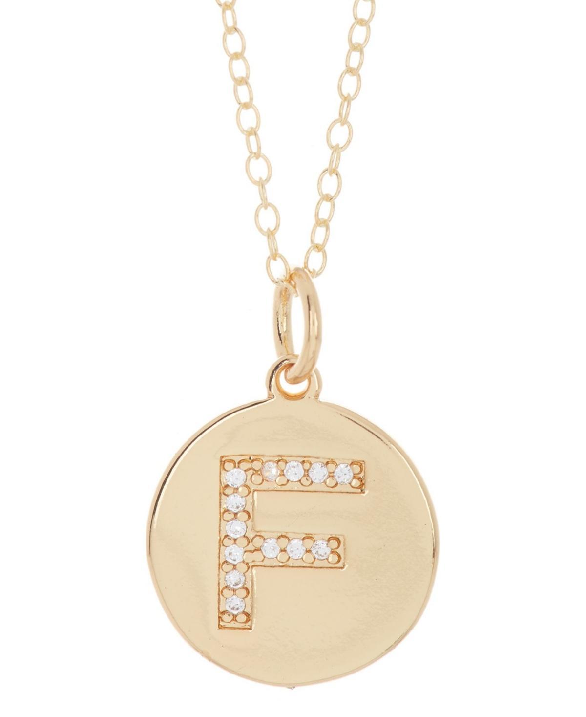 Adornia 14k Gold Plated Cubic Zirconia Engraved Letter Disc Pendant Necklace, Women's, Size: 18", Gold Tone T Product Image