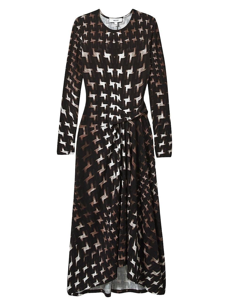 Womens Halle Printed Ruched Midi-Dress Product Image