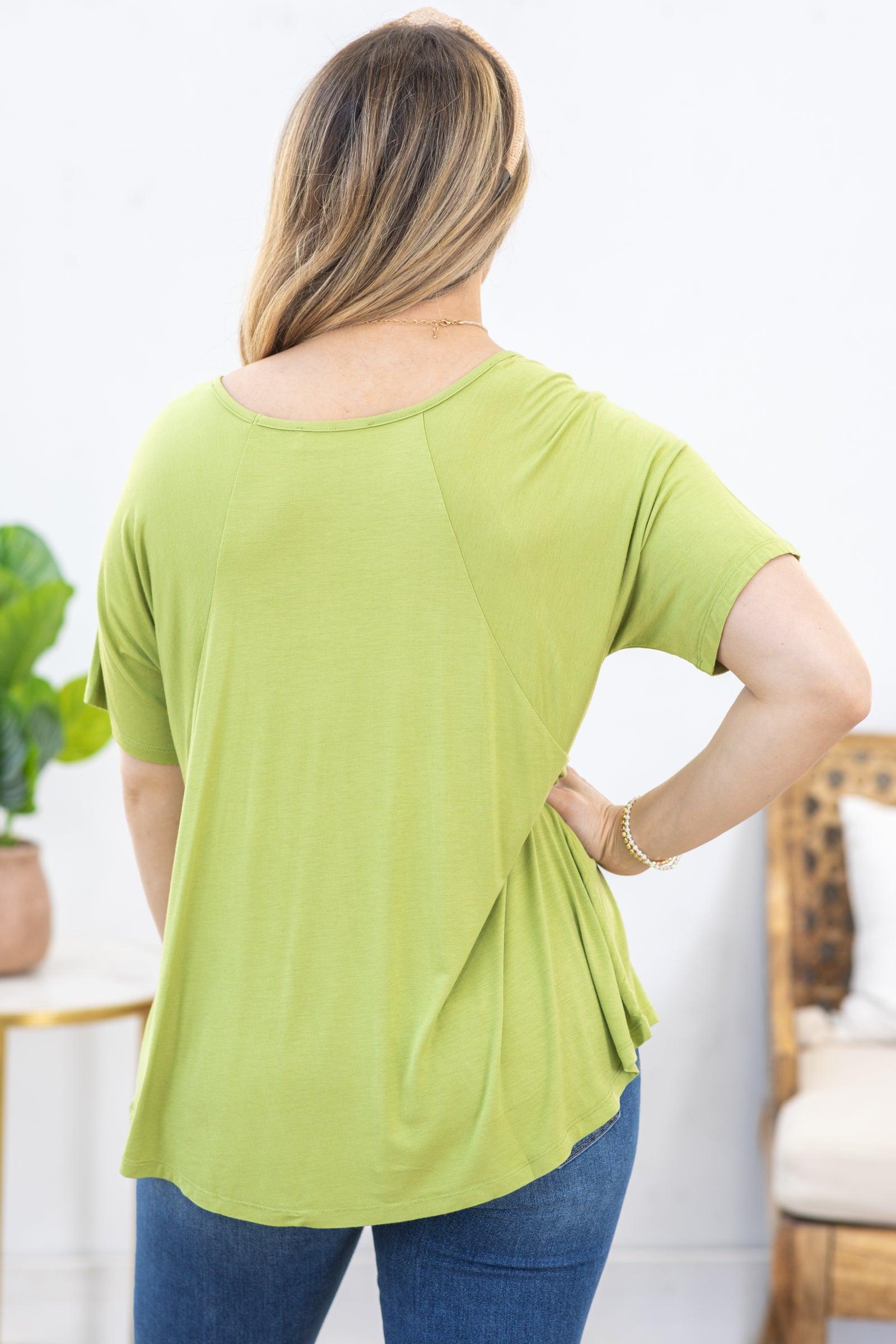 Light Olive Oversized Short Sleeve Knit Top Product Image