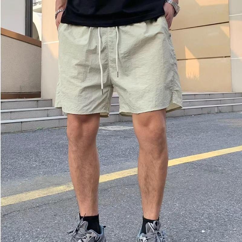 Drawstring Waist Plain Track Shorts Product Image