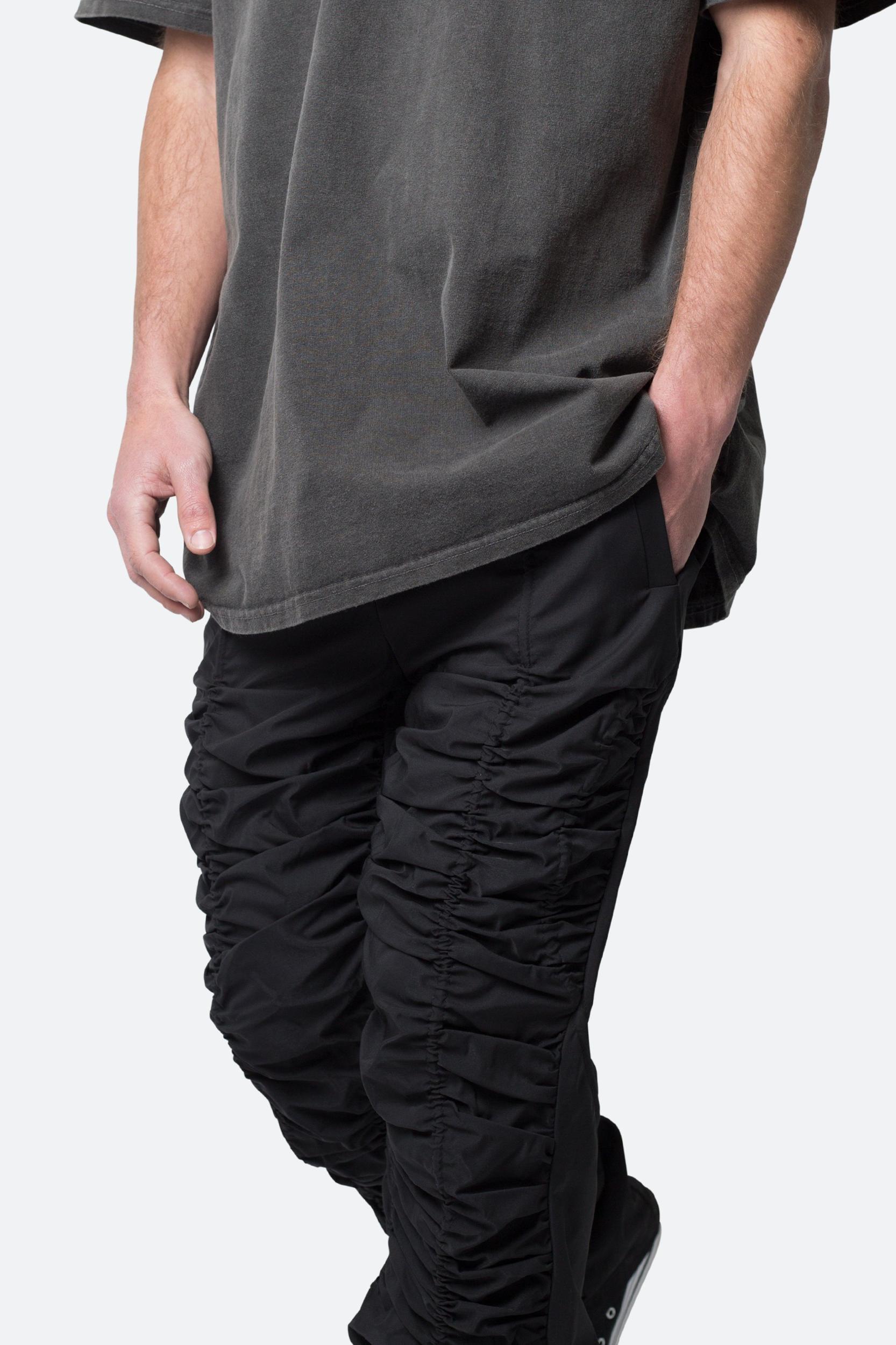 Ruched Stacked Drawcord Pants - Black Product Image