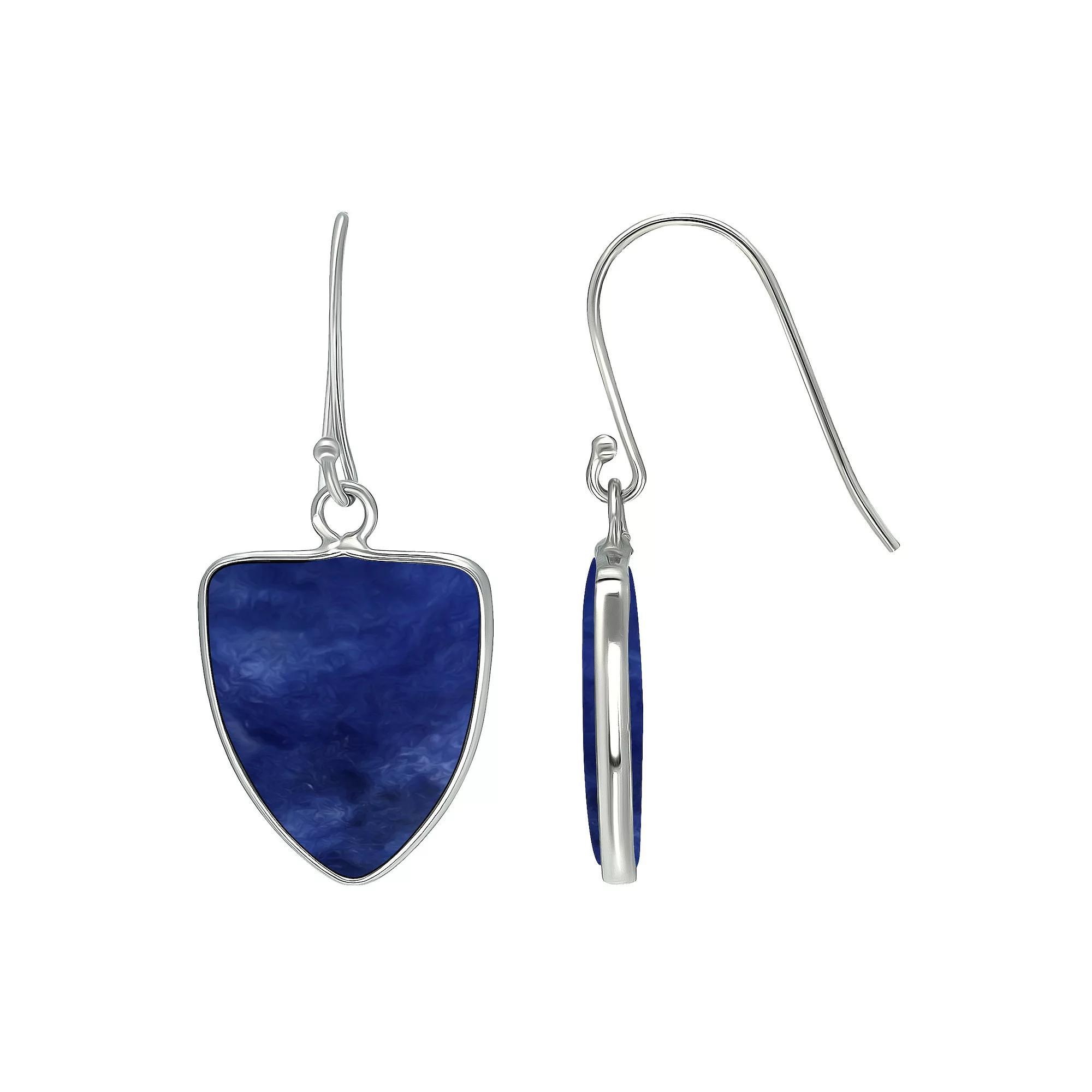Aleure Precioso Sterling Silver Triangle Shaped Gemstone Drop Earrings, Womens, Dark Blue Product Image