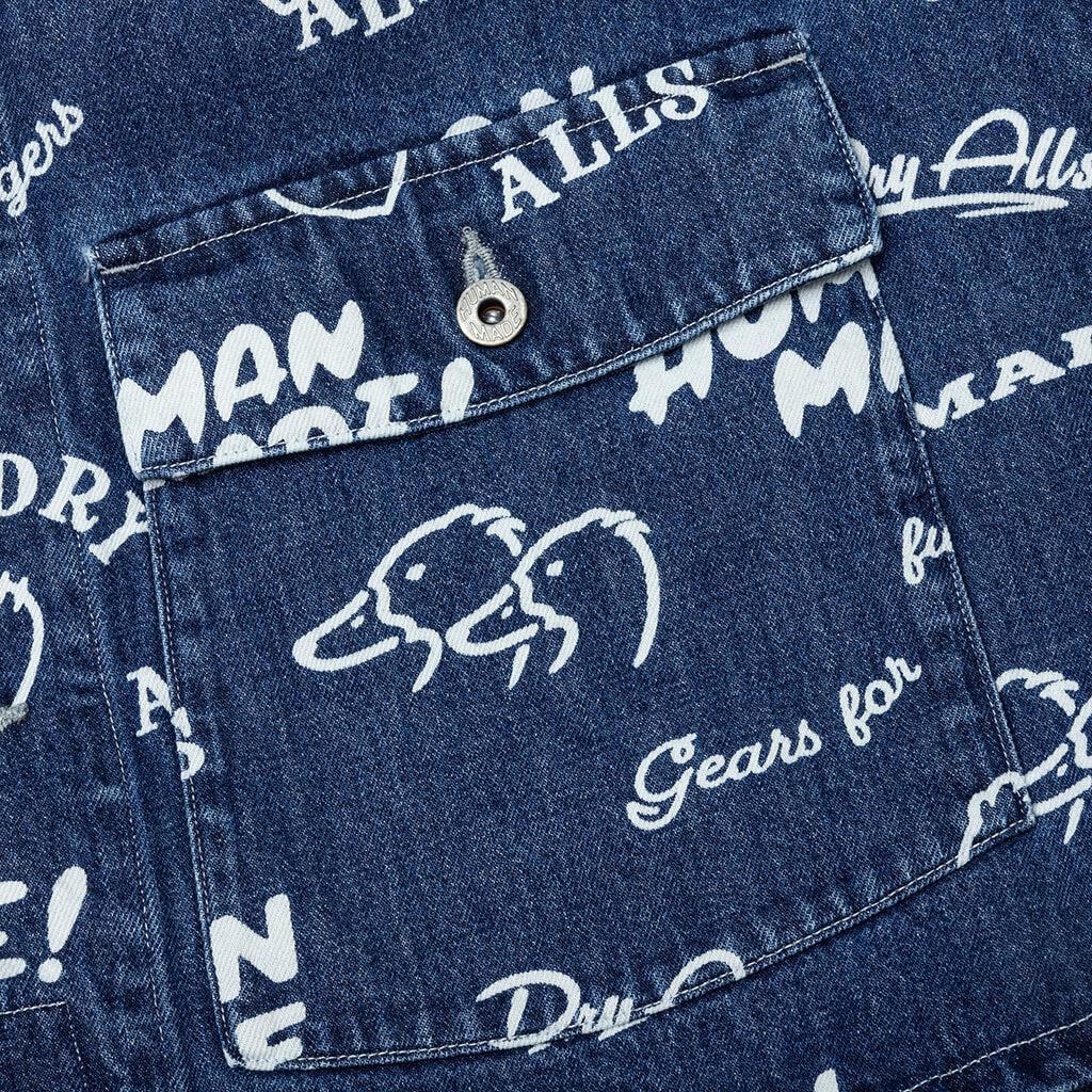 Printed Denim Coverall Jacket - Indigo Male Product Image