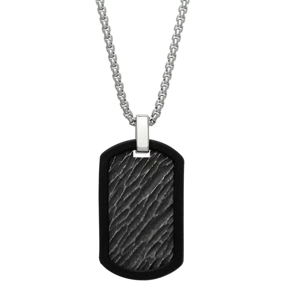 Men's LYNX Black Ion-Plated Stainless Steel Dog Tag Pendant Necklace, Size: 24" Product Image
