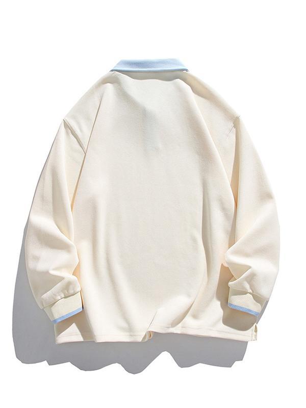 Men's Solid Lapel Neck Sweatshirt Product Image