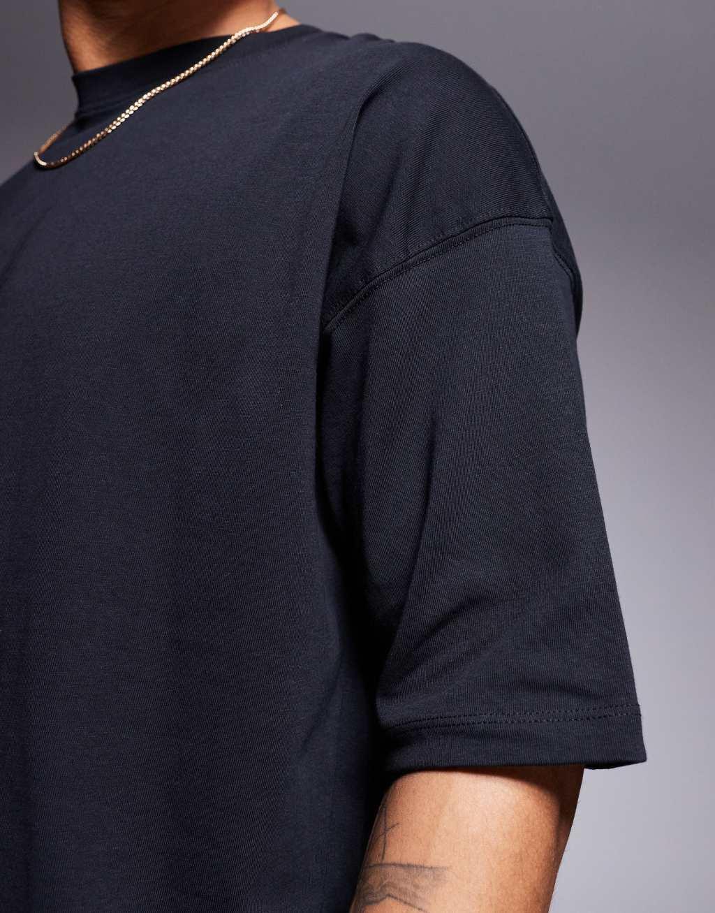 4505 Icon oversized cotton t-shirt with quick dry finish in black  Product Image