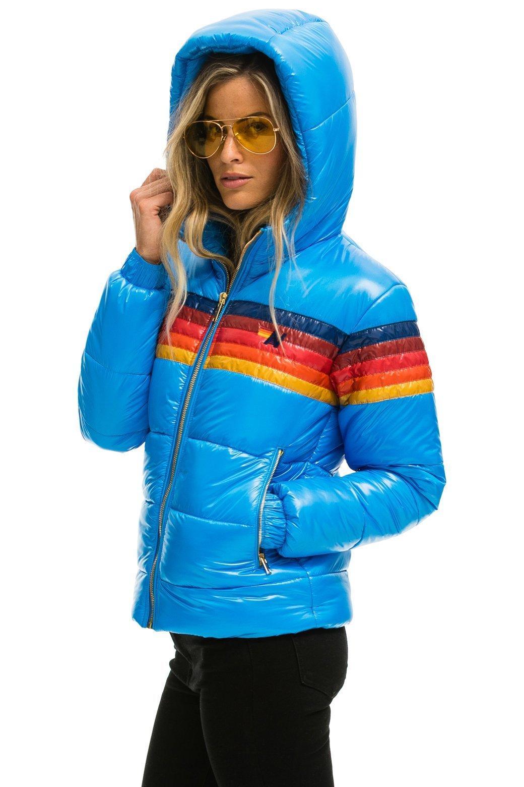 5 STRIPE LUXE TREKKER JACKET - GLOSSY BLUE Female Product Image
