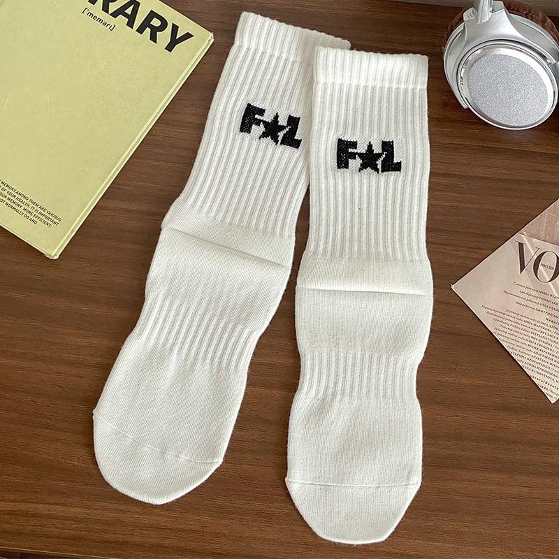 Lettering Ribbed Socks / Set Product Image
