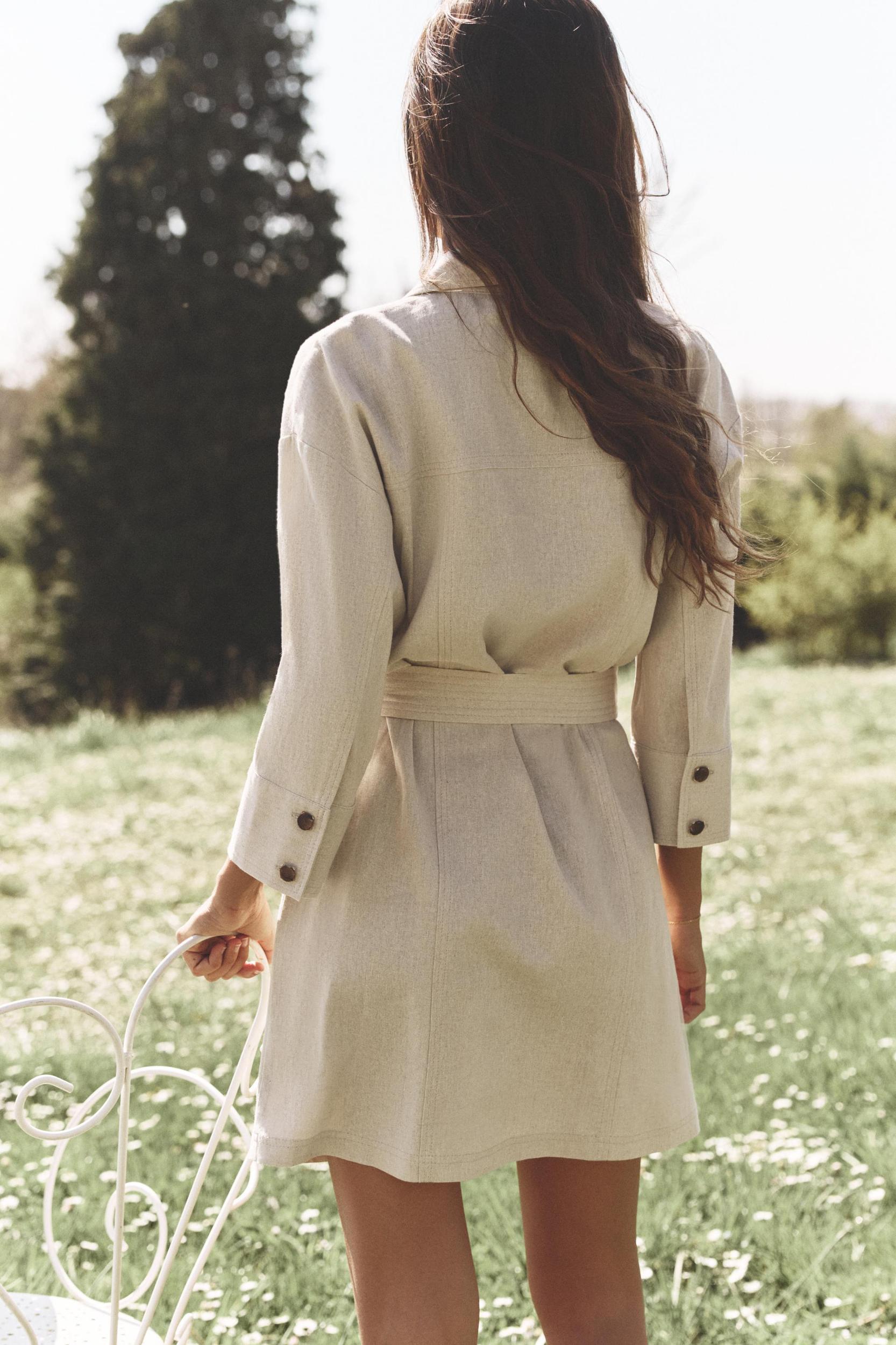 BELTED LINEN MINI DRESS Product Image