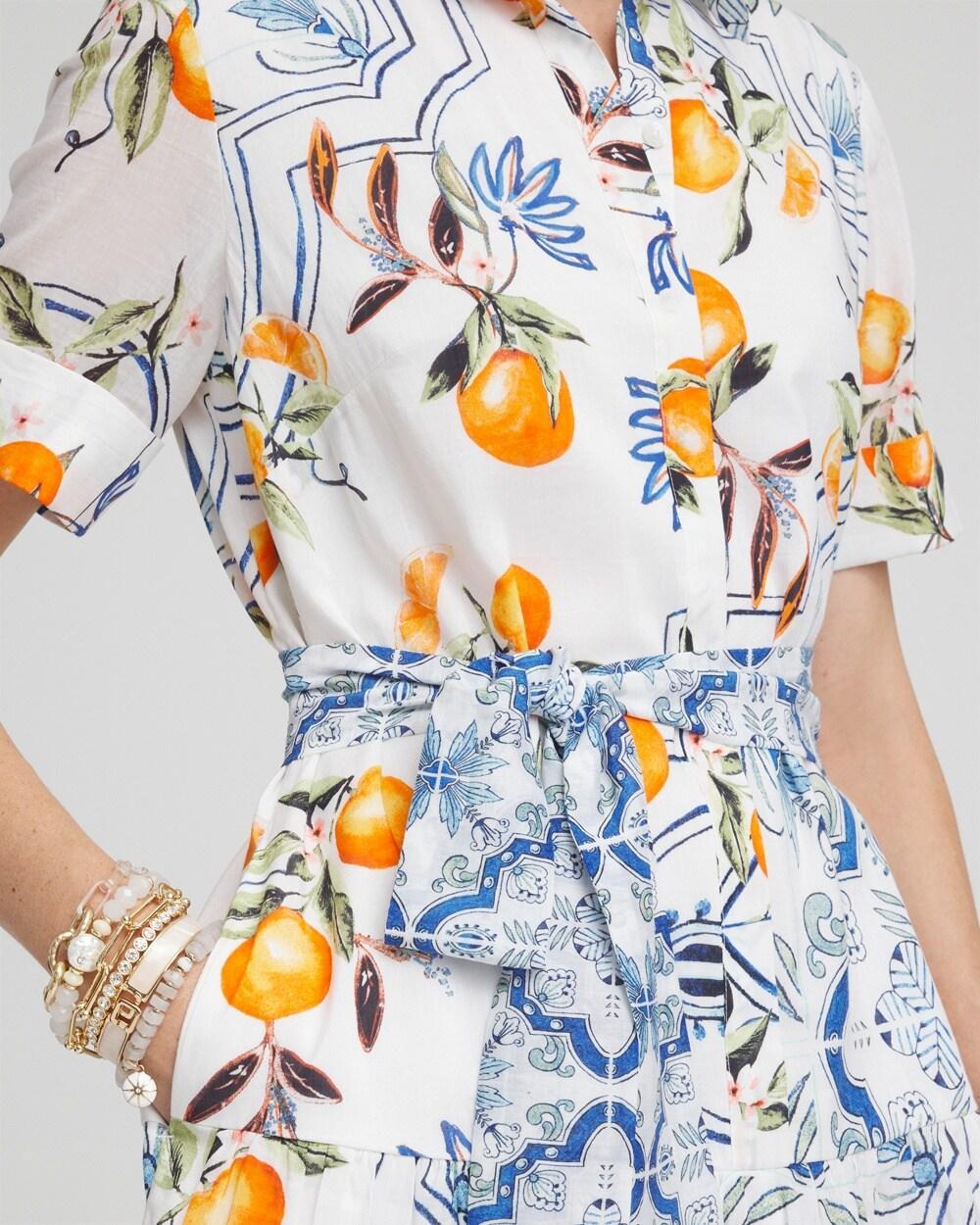Silk Blend Tropical Shirt Dress Product Image