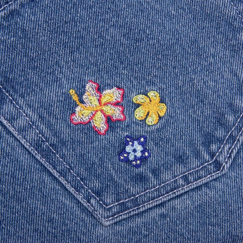 Stone Wash Denim Embroidered Motif Jean - Stone Wash Male Product Image