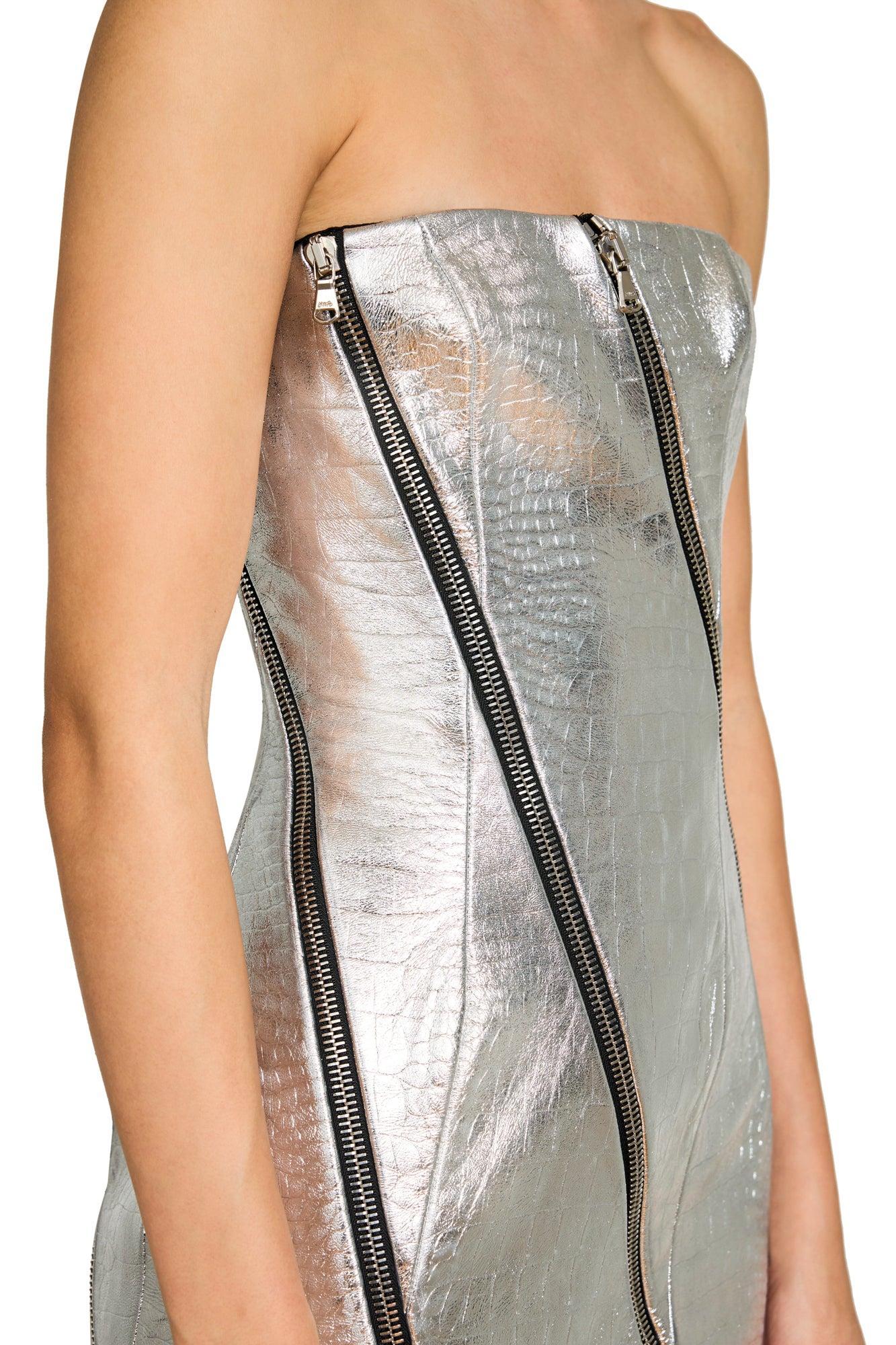 Strapless Gown with All Over Zipper Detail Product Image