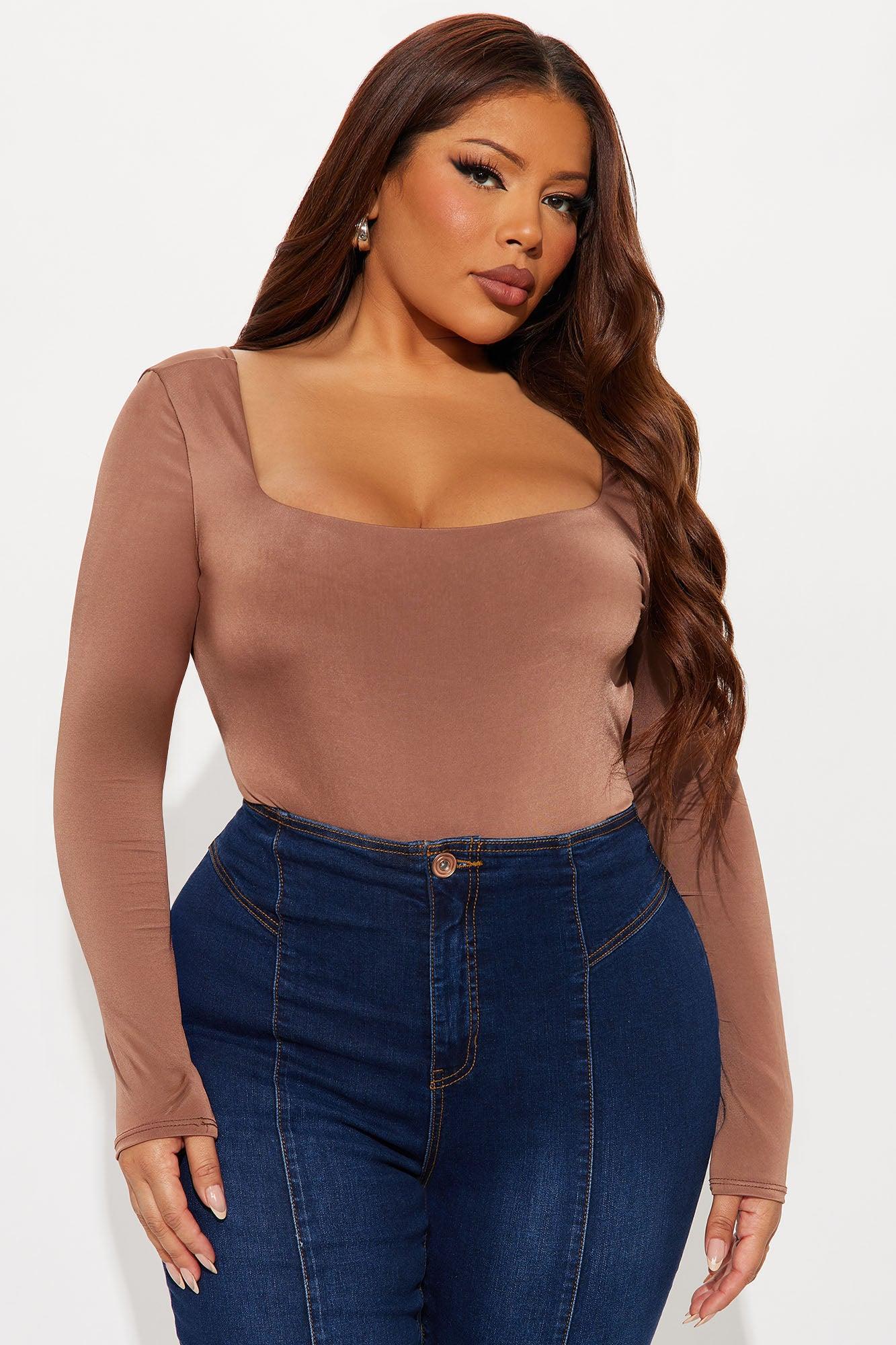 Living Proof Long Sleeve Backless Bodysuit - Chocolate Product Image