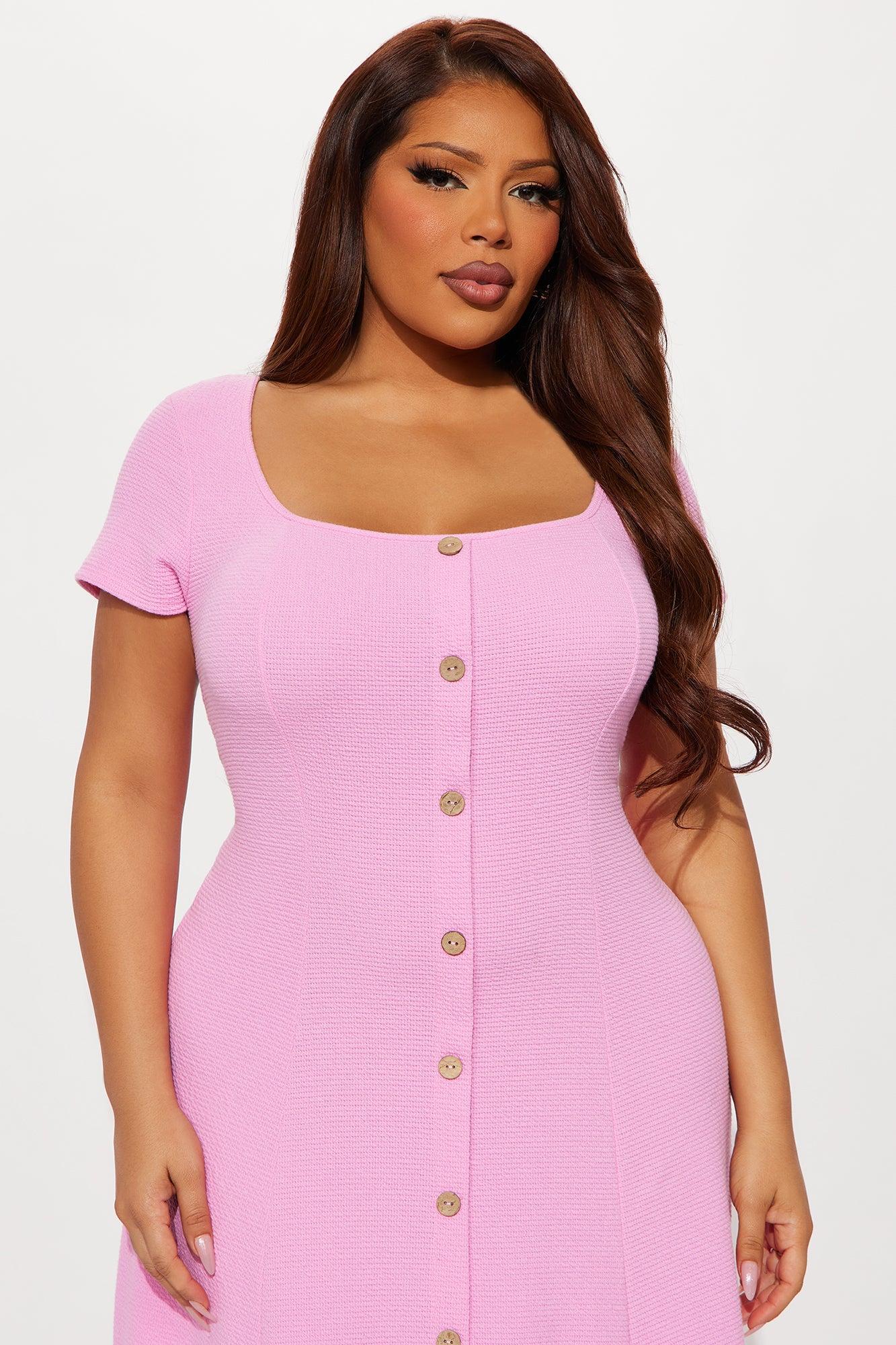 Just A Moment Scoop Neck Midi Dress - Pink Product Image