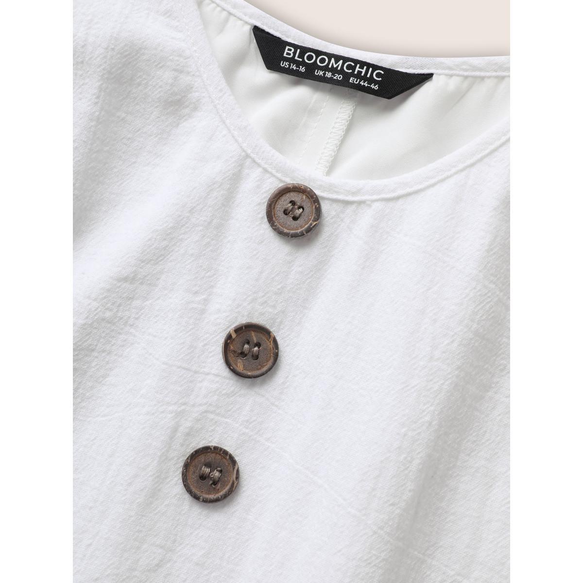 Plus Size Solid Deep V Neck Patch Pocket Dress Originalwhite Women Casual Deep V-neck Sleeveless Curvy BloomChic 18-20/2X Product Image