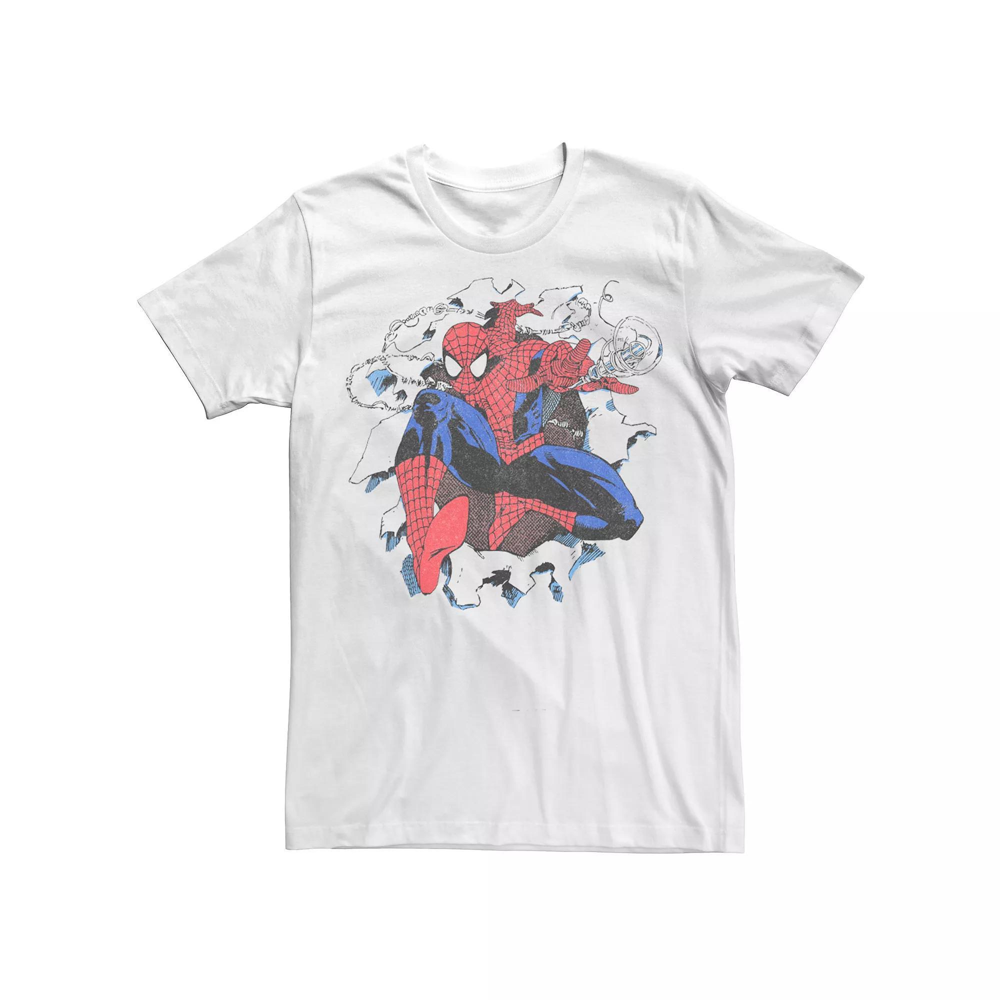 Men's Marvel Spiderman Retro Comic Tee, Size: Small, White Product Image