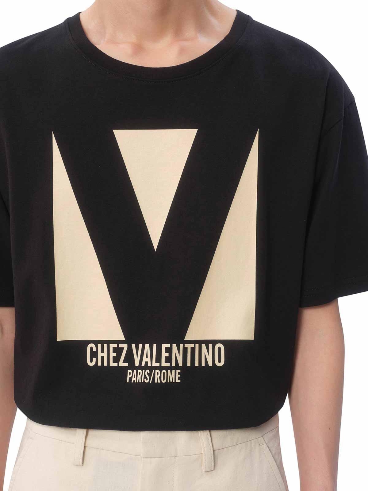 VALENTINO Crew Neck Short Sleeves T-shirts In Black Product Image