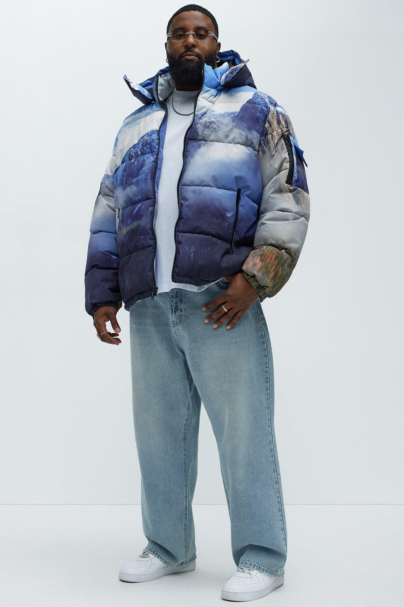 Big Sky Hooded Puffer Jacket - Blue/combo Product Image
