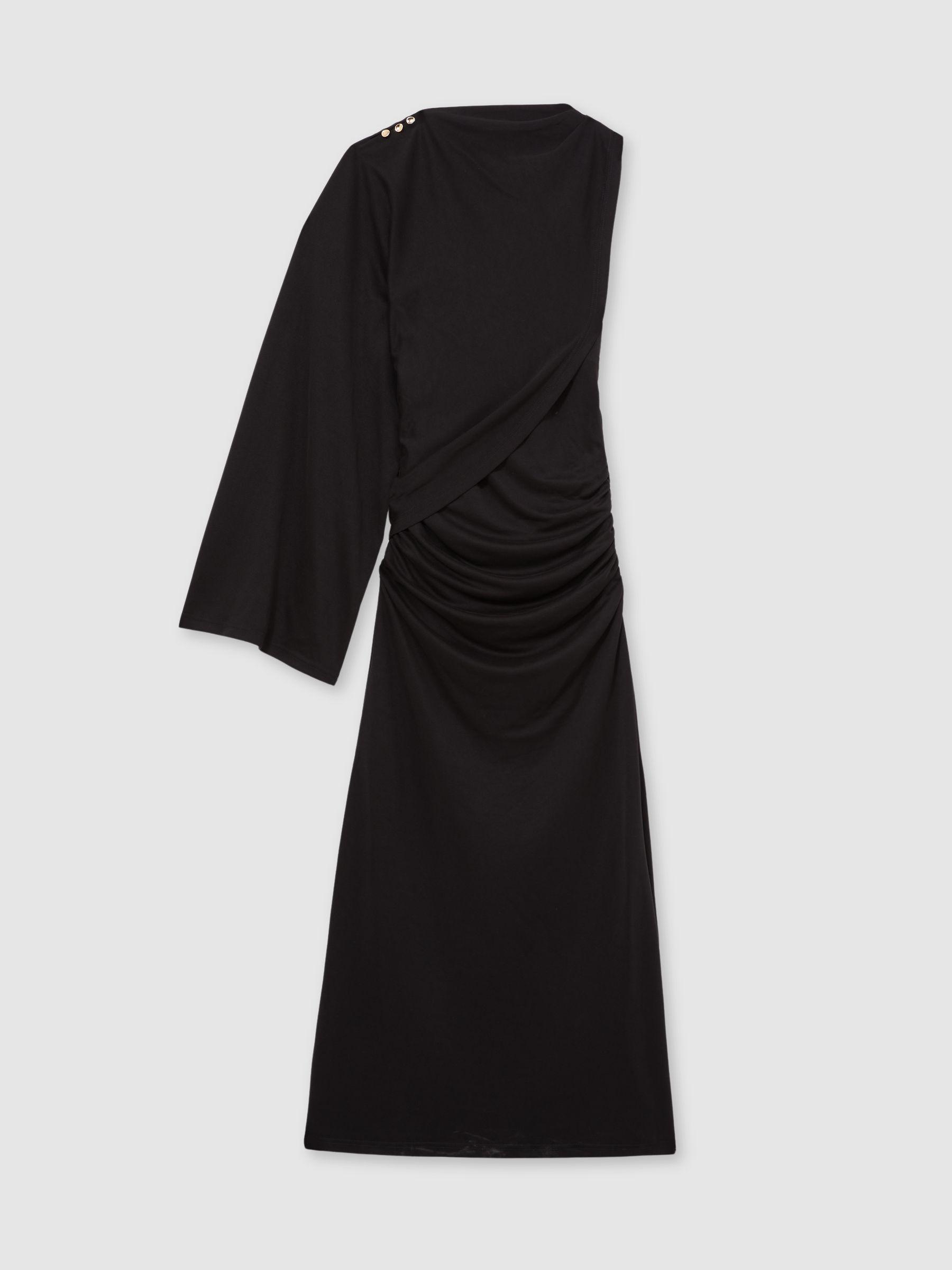 Acler Jersey Draped Midi Dress in Black Product Image
