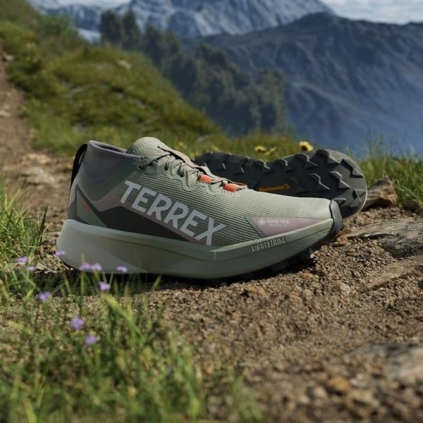 adidas Terrex Agravic GORE-TEX Trail Running Shoes Silver Green 9.5 Womens Product Image