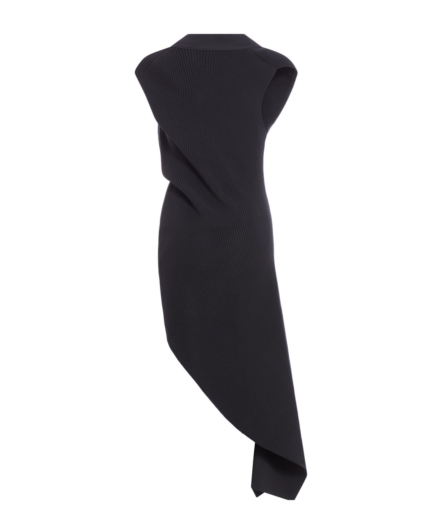 SACAI V-neck Asymmetric Knitted Dress In Black Product Image