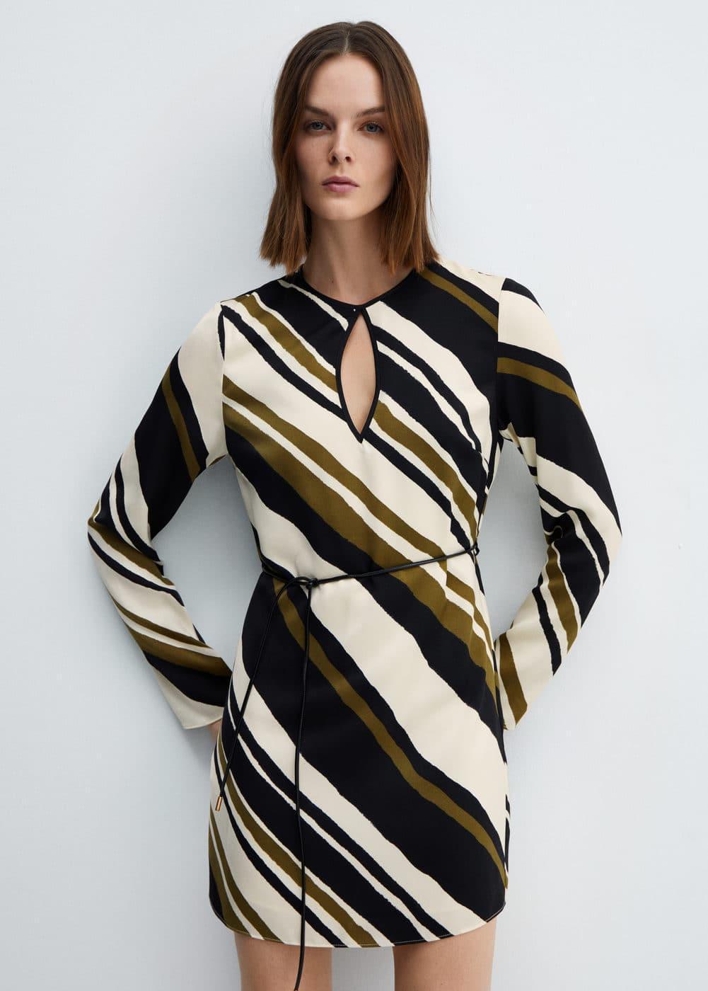 Mango Womens Belt Striped Dress Product Image