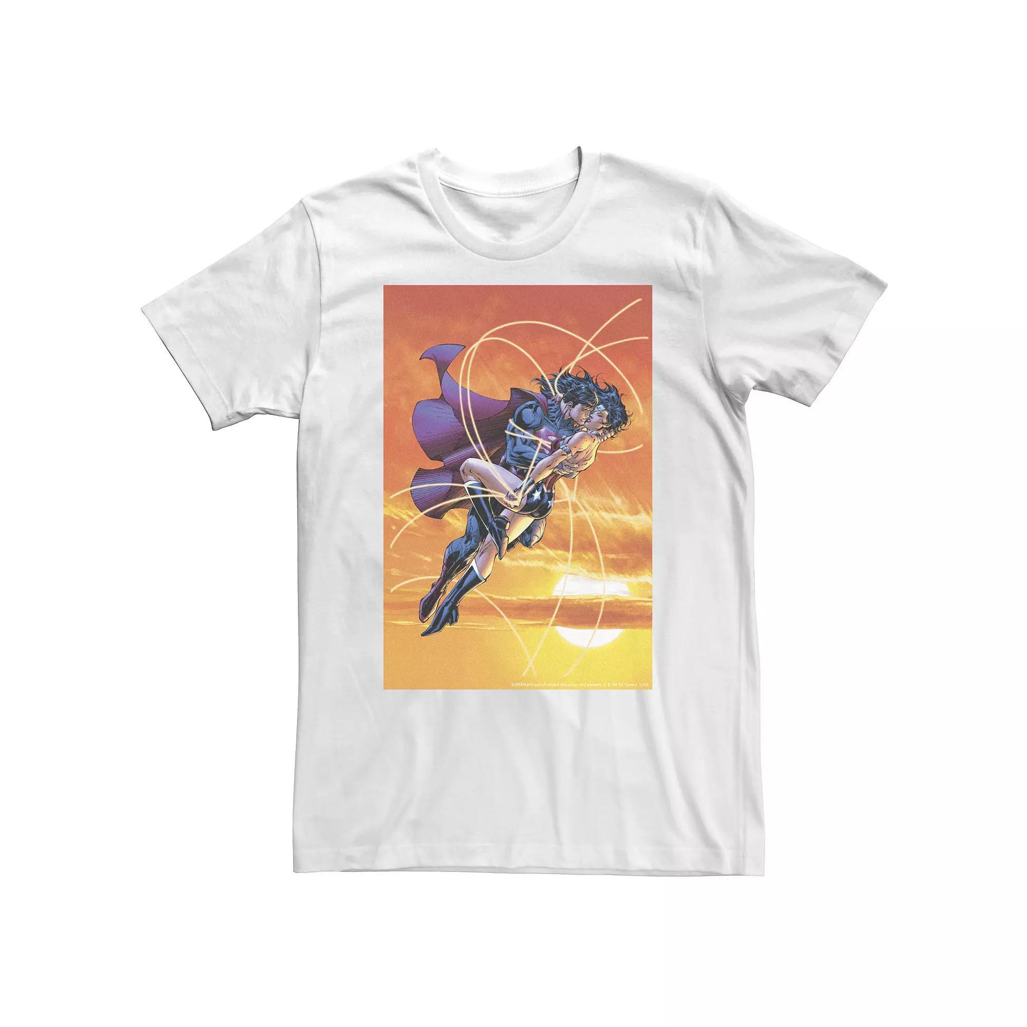 Big & Tall DC Comics Superman & Lois Lane The Kiss Poster Tee, Men's, Size: 4XL Tall, White Product Image