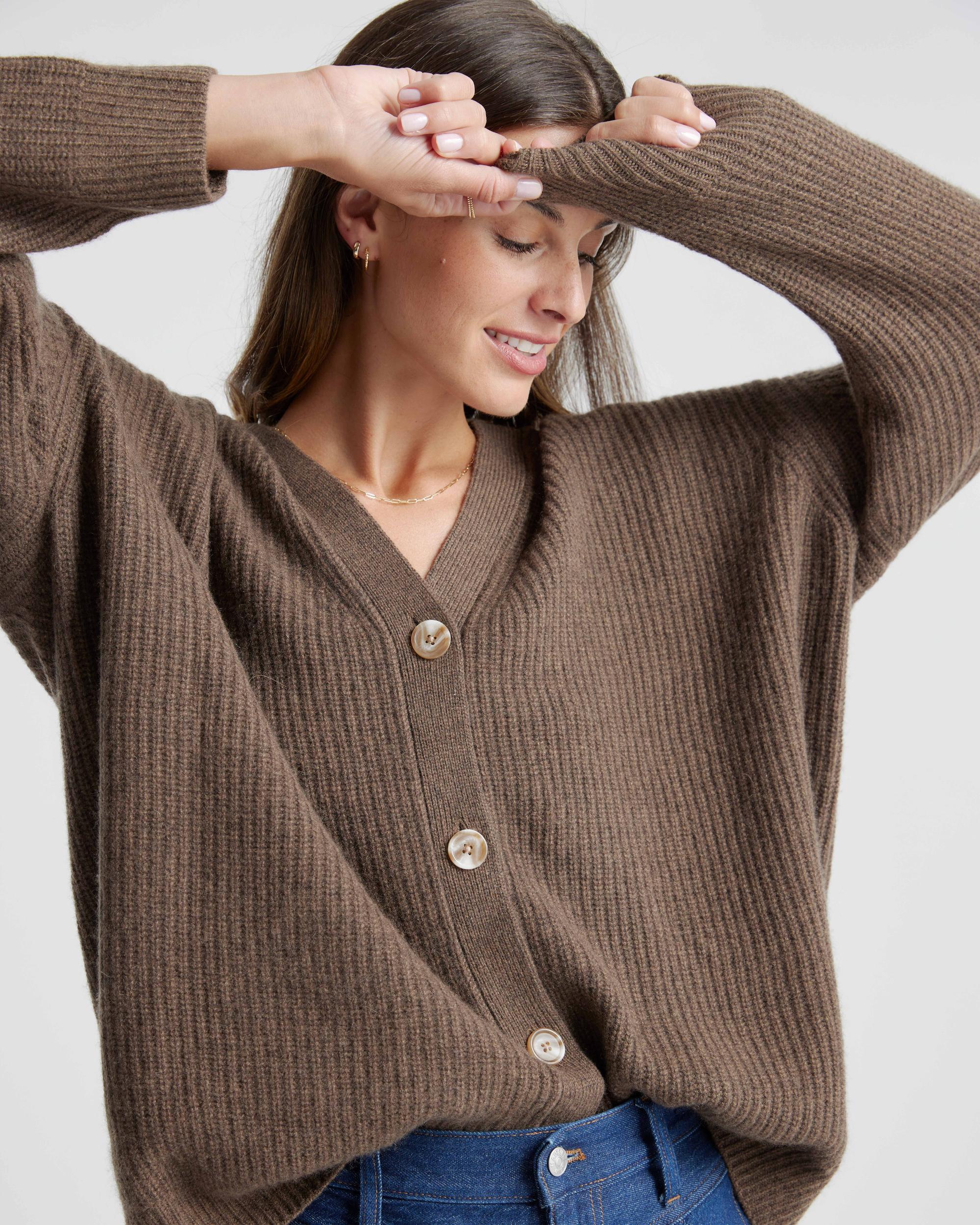 Quince | Women's Mongolian Spring Cashmere OverSized Boyfriend Cardigan Sweater Product Image