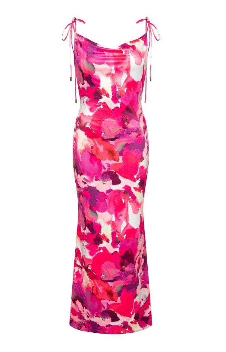 Selena Pink Print Maxi Dress Product Image