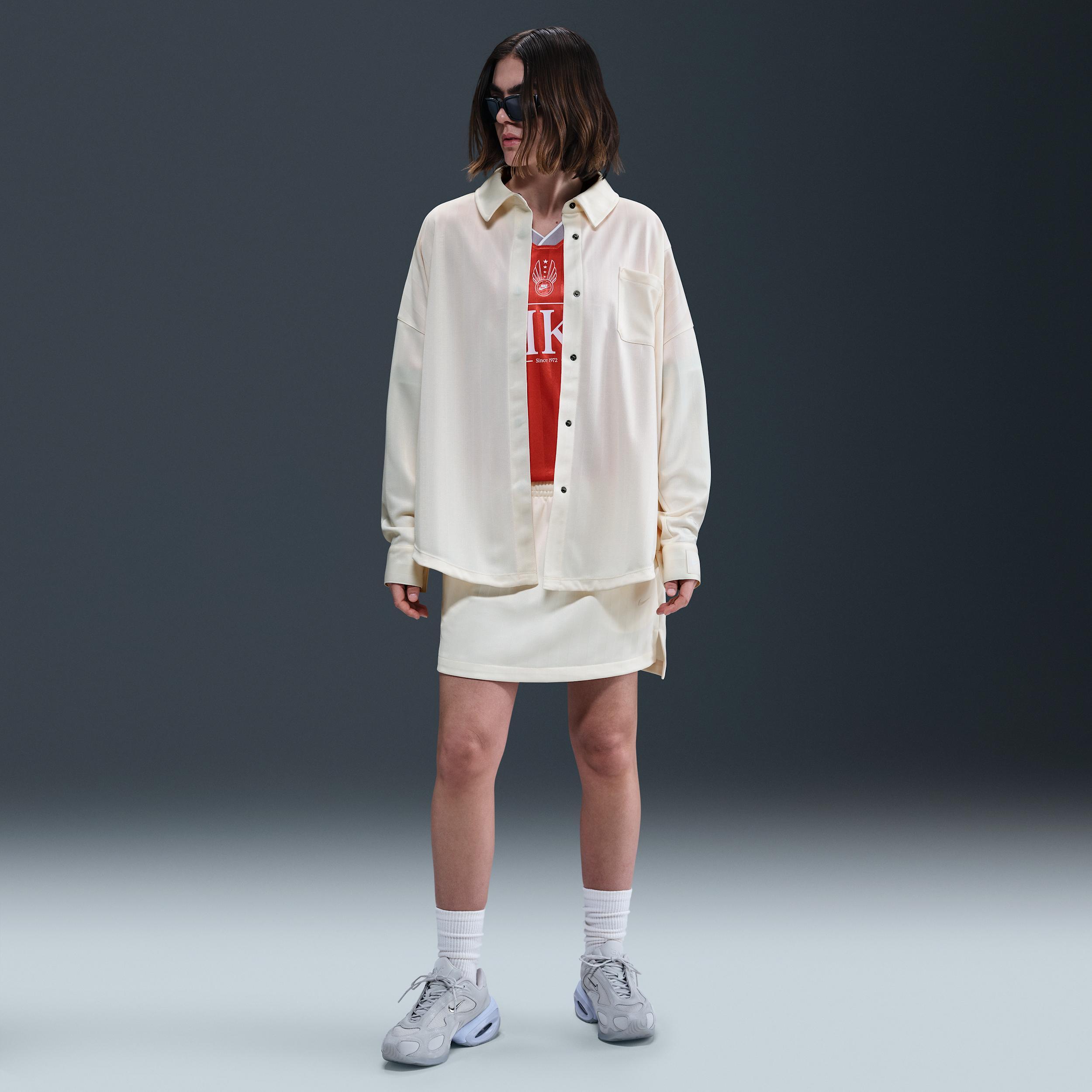 Women's Nike Sportswear Oversized Jacquard Striped Button-Down Shirt Product Image