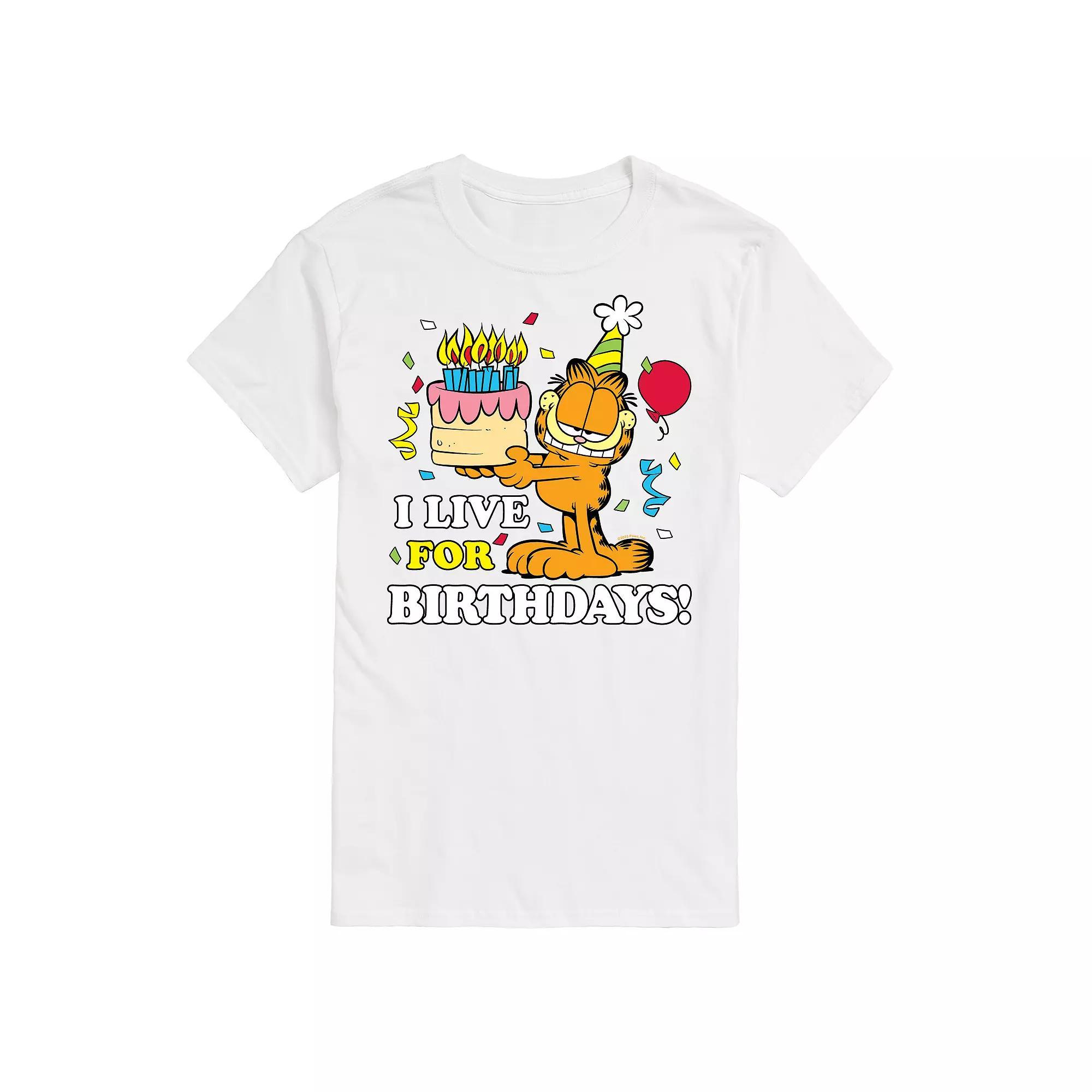 Mens Garfield Live For Birthdays Graphic Tee Product Image