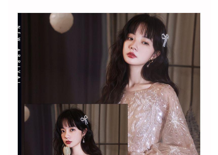 Long-Sleeve Round Neck Embroidered Sequin Mesh A-Line Cocktail Dress / Evening Gown Product Image
