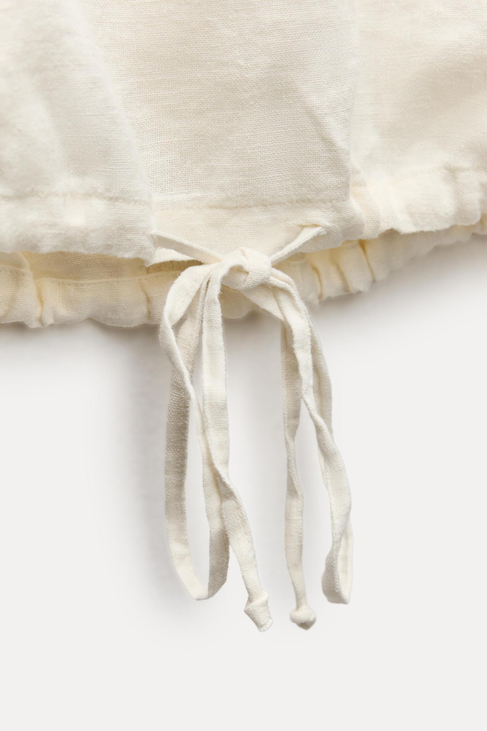 TIED 100% LINEN TOP ZW COLLECTION Product Image