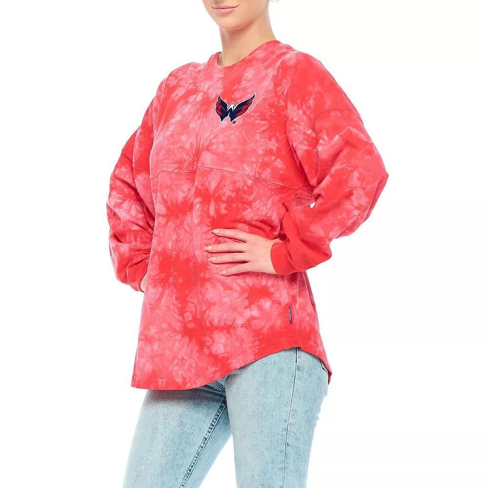 Women's Fanatics Branded Red Washington Capitals Crystal-Dye Long Sleeve T-Shirt, Size: Medium Product Image
