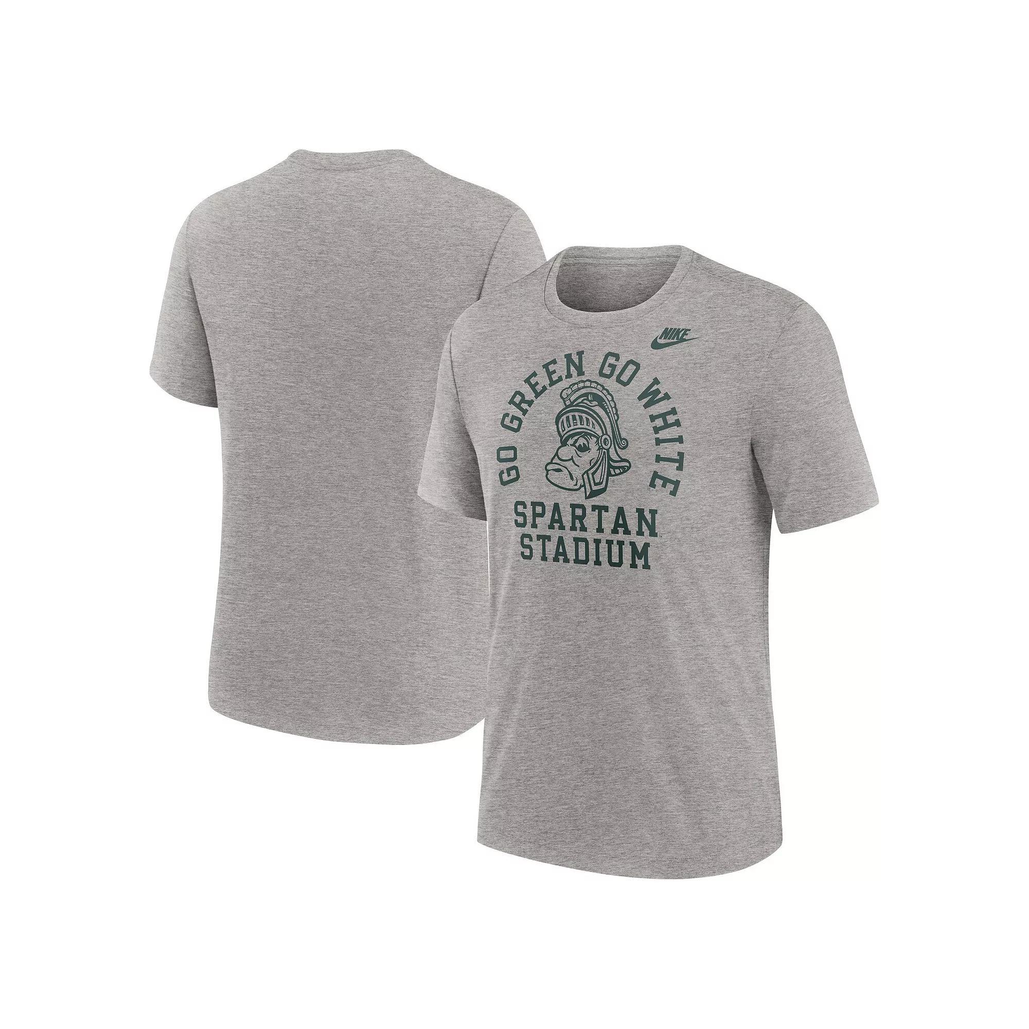 Men's Nike Heather Gray Michigan State Spartans Legacy Local Tri-Blend T-Shirt, Size: 3XL, Grey Product Image